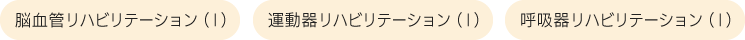 脳血管リハビリテーション（Ⅰ）、運動器リハビリテーション（Ⅰ）、呼吸器リハビリテーション（Ⅰ）